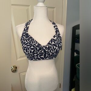 Lands End Navy Blue Bikini Halter Top Size 10